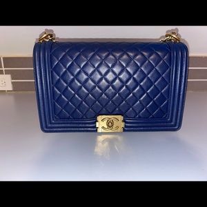 Chanel medium navy boy bag